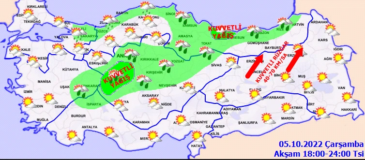Meteoroloji'den 4 ile sarı kodlu uyarı: Batıda ve doğuda fırtına, kuzeyde sağanak (5 Ekim hava durumu)