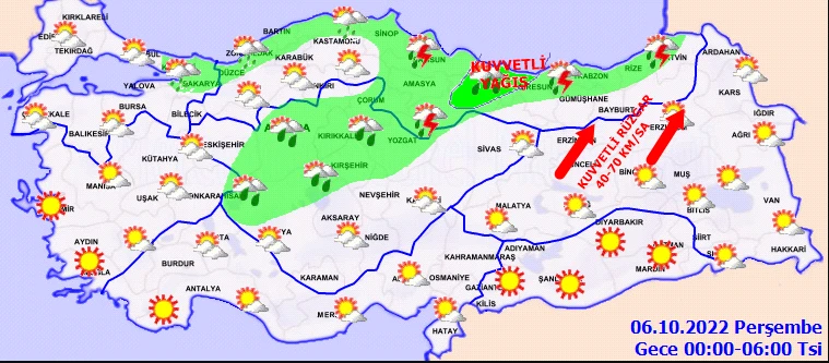 Meteoroloji'den 4 ile sarı kodlu uyarı: Batıda ve doğuda fırtına, kuzeyde sağanak (5 Ekim hava durumu)