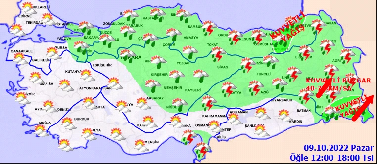 Meteoroloji'den 19 ile sarı ve turuncu kodlu uyarı! Sağanak bir anda bastıracak, fırtına uçuracak (9 Ekim hava durumu)