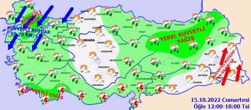 Son dakika! Meteoroloji il il uyardı: Kuvvetli yağış geliyor (15 Ekim hava durumu)