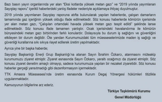 Maden ocağı için Sayıştay raporunu TTK yalanladı: Dezenformasyon