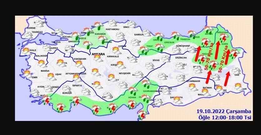 Meteoroloji’den şiddetli rüzgar uyarısı! Saatte 70 km’yi bulacak: İşte 5 günlük hava tahmin raporu