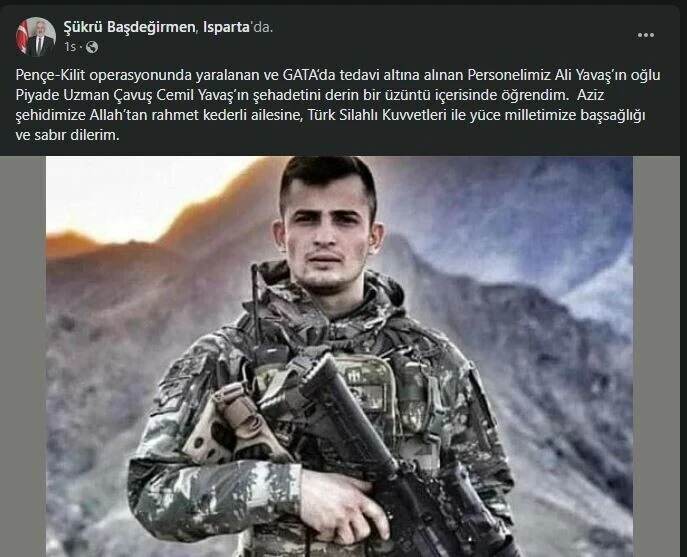 Uzman Çavuş Cemil Yavaş şehit oldu! Isparta’ya şehit ateşi düştü