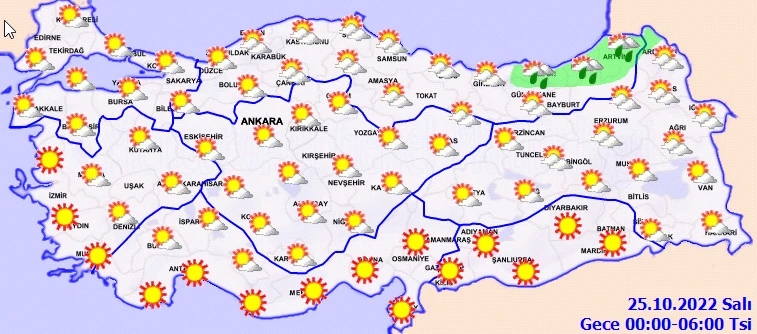 Meteoroloji’den 3 kente sarı kodlu uyarı: Kuzeyde sağanak doğuda kar var (24 Ekim hava durumu)