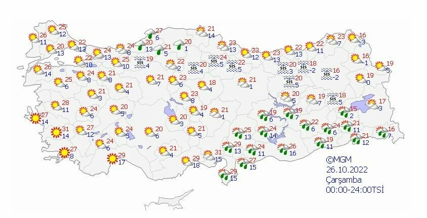 Meteoroloji son tahminlerini paylaştı: Batıda güneş, doğuda sağanak ve kar var