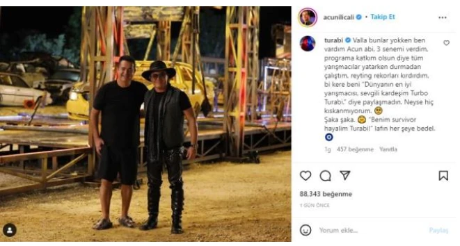 Acun'un paylaşımına Turabi'den sitem dolu yorum: 3 senemi verdim...