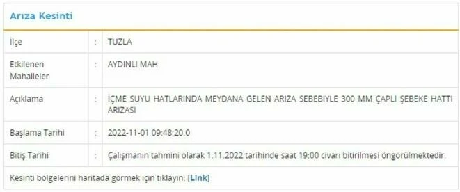 İstanbul'un 6 ilçesinde su kesintisi