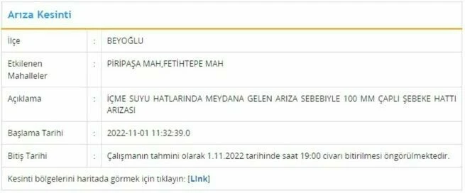 İstanbul'un 6 ilçesinde su kesintisi