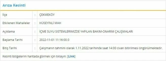 İstanbul'un 6 ilçesinde su kesintisi