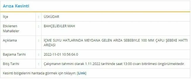 İstanbul'un 6 ilçesinde su kesintisi