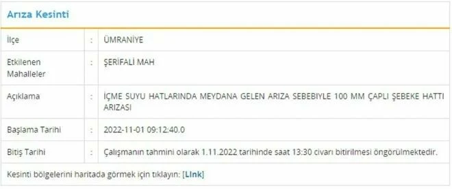 İstanbul'un 6 ilçesinde su kesintisi