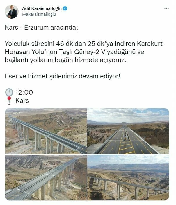 Karakurt-Horasan Yolu açıldı! 46 dakikalık yol 25 dakikaya düşüyor