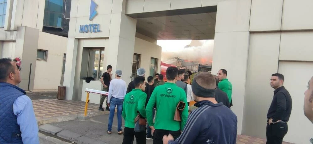 Erbil'de otel yangını: 12 itfaiye aracı sevk edildi