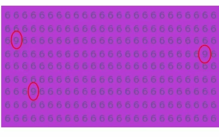 IQ puanı 115’in üzerinde olanlar 6’ların arasındaki 9 rakamını 21 saniye içinde buluyor!