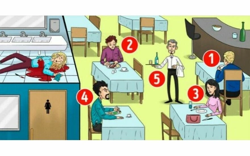 Bu IQ testini Sherlock Holmes kadar zeki olanlar çözüyor: Restorandaki katili tespit edebilmek için 15 saniyeniz var!