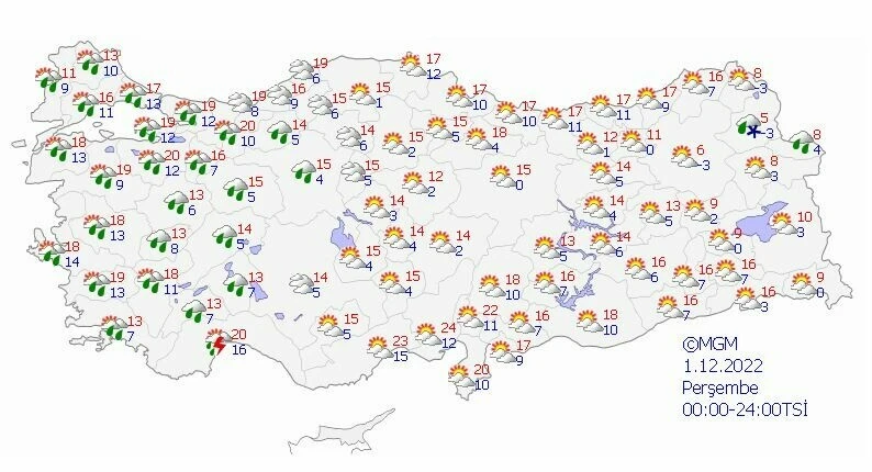 Meteoroloji 5 günlük raporunu paylaştı: Sağanak yağışa kısa bir ara!  Batı’da güneş Doğu’da kar var