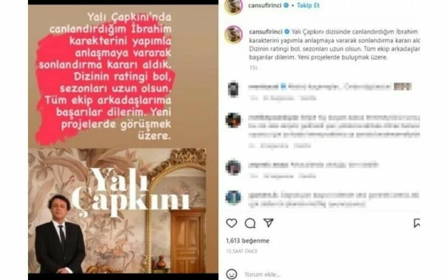 Yalı Çapkını'nda sürpriz ayrılık: "Yapımla anlaşmaya vararak sonlandırma kararı aldık”