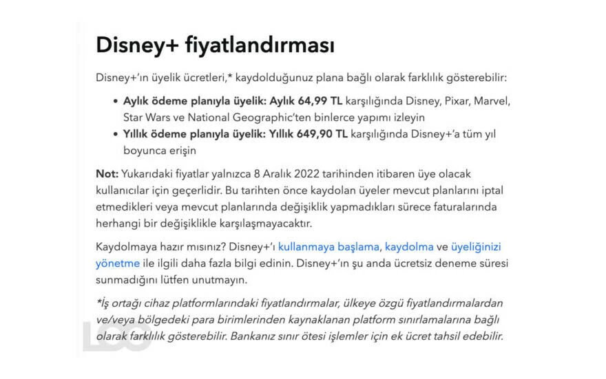 Disney+, Türkiye’deki abonelik ücretlerine zam yaptı: İşte yeni fiyatlandırma