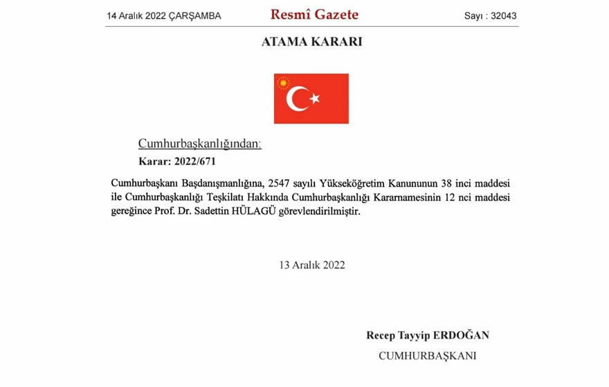 Son dakika: Eski Kocaeli Üniversitesi Rektörü Prof. Dr. Sadettin Hülagü Cumhurbaşkanı Başdanışmanı oldu (Sadettin Hülagü kimdir)