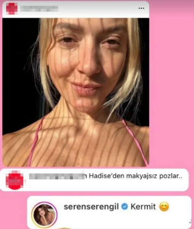 Hadise’nin mesajlarını ifşa eden Serengil, bu kez de makyajsız pozlarını Kurbağa Kermit’e benzetti