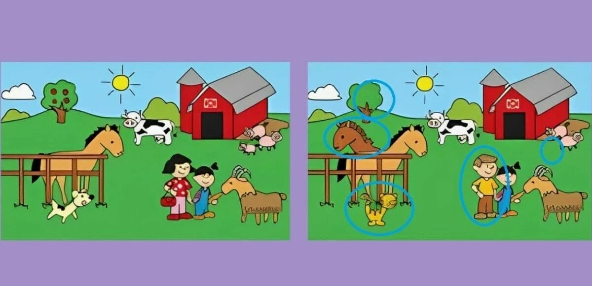 Görsel zeka testi: Çiftlik resmindeki 5 farkı 7 saniyede bulan gözlem yeteneğini ispat ediyor!