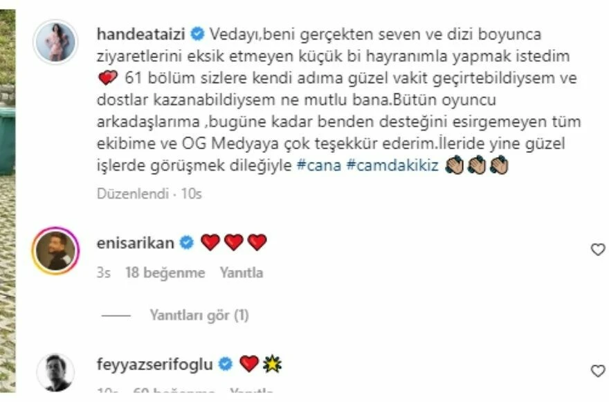 Camdaki Kız Cana diziden ayrıldı mı? Camdaki Kız Cana öldü mü? Hande Ataizi neden diziden ayrıldı?