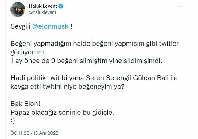 Haluk Levent, Elon Musk'a seslendi, "Seninle papaz olacağız"