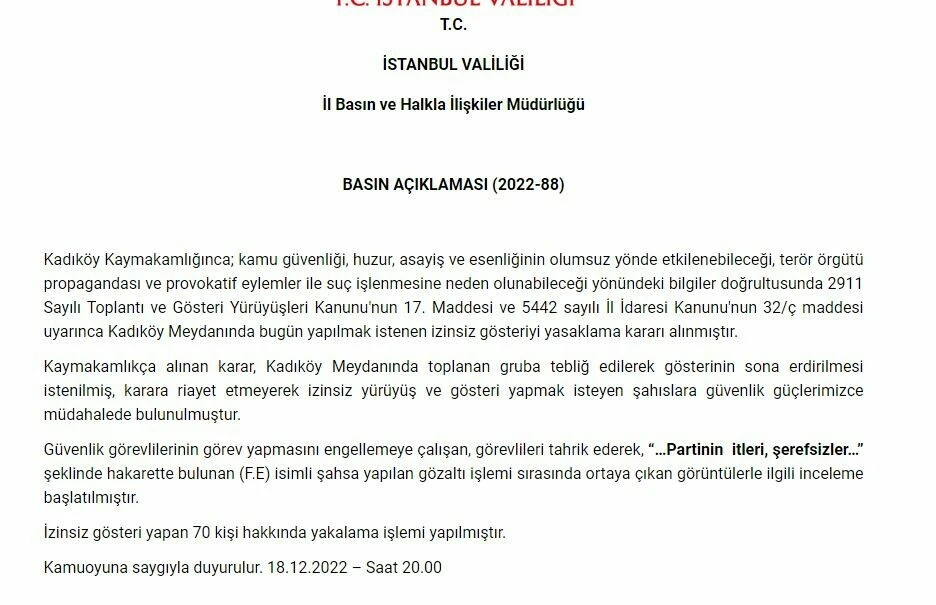 İstanbul Valiliği’nden ‘Kadıköy’ açıklaması: <a href=