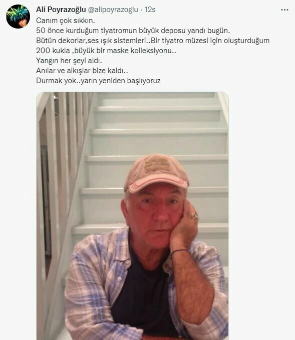 Ünlü sanatçı yıkıldı! 50 yıllık tiyatrosu yandı bitti kül oldu