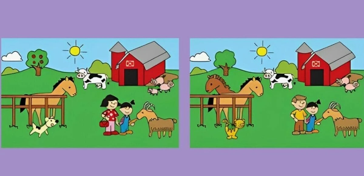 Görsel zeka testi: Çiftlik resmindeki 5 farkı 7 saniyede bulan gözlem yeteneğini ispat ediyor!