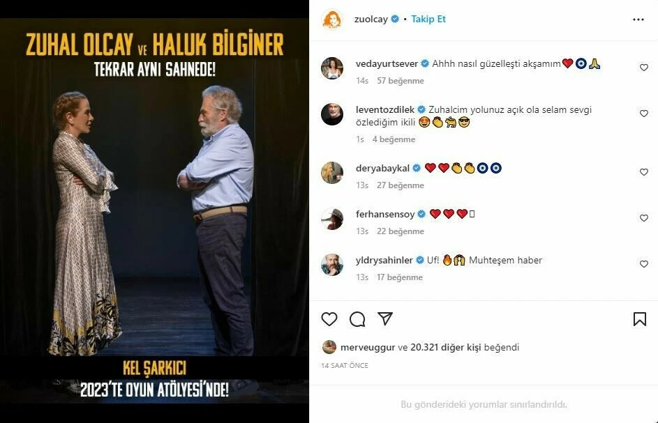 Olaylı boşanan eski eşler sahnede bir araya geliyor! Zuhal Olcay ve Haluk Bilginer'den ' Kel Şarkıcı müjdesi