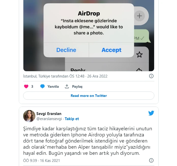 Sokakta, metroda… Tacizcilerin yeni kanalı şimdi de ‘AirDrop’