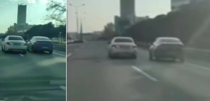 Trafikte tehlikeli anlar: Otomobilden sarkan maganda, seyir halindeki araca saldırdı