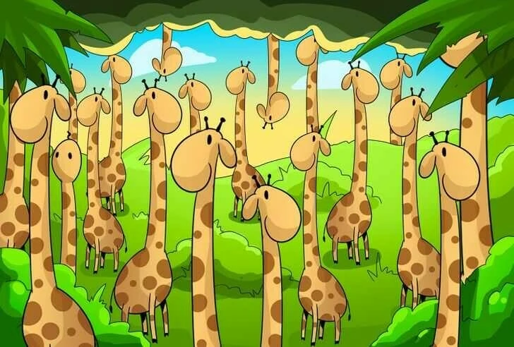 Zürafaların arasındaki yılanı dahiler bile 5 saniyede bulamıyor! Zehir gibi zekası olanların çözebildiği zeka testi