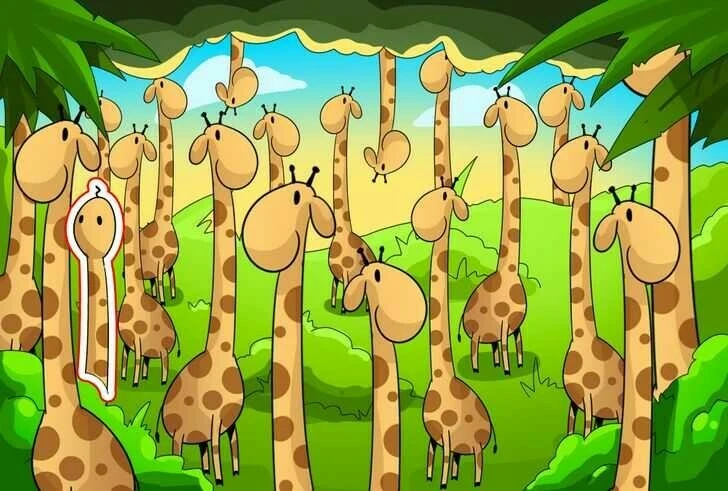 Zürafaların arasındaki yılanı dahiler bile 5 saniyede bulamıyor! Zehir gibi zekası olanların çözebildiği zeka testi